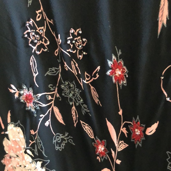 Eva Blue Vintage Floral Beaded Midi Dress - Picture 9 of 16